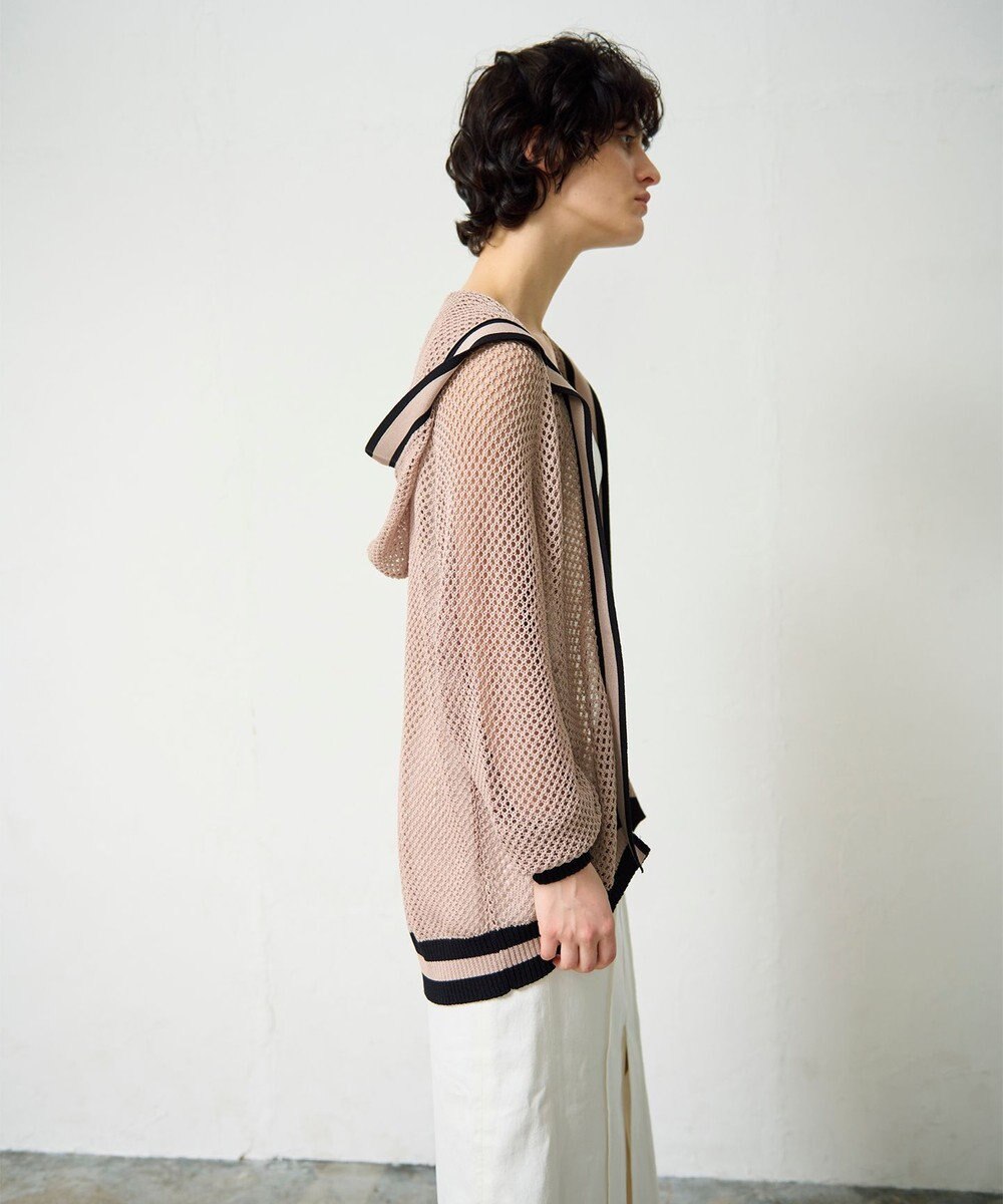 GRACE CONTINENTAL メッシュラインニットフーディ 