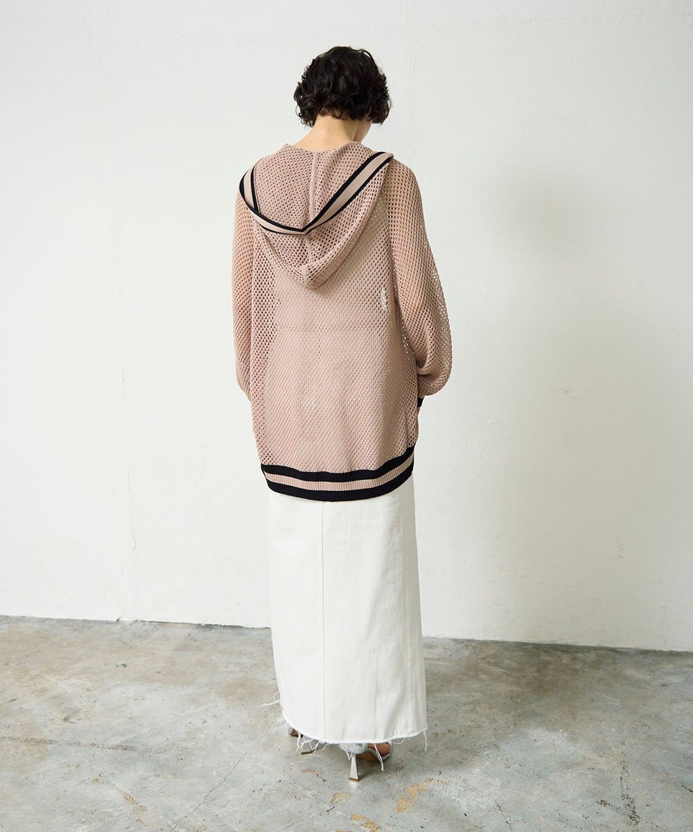 GRACE CONTINENTAL メッシュラインニットフーディ 