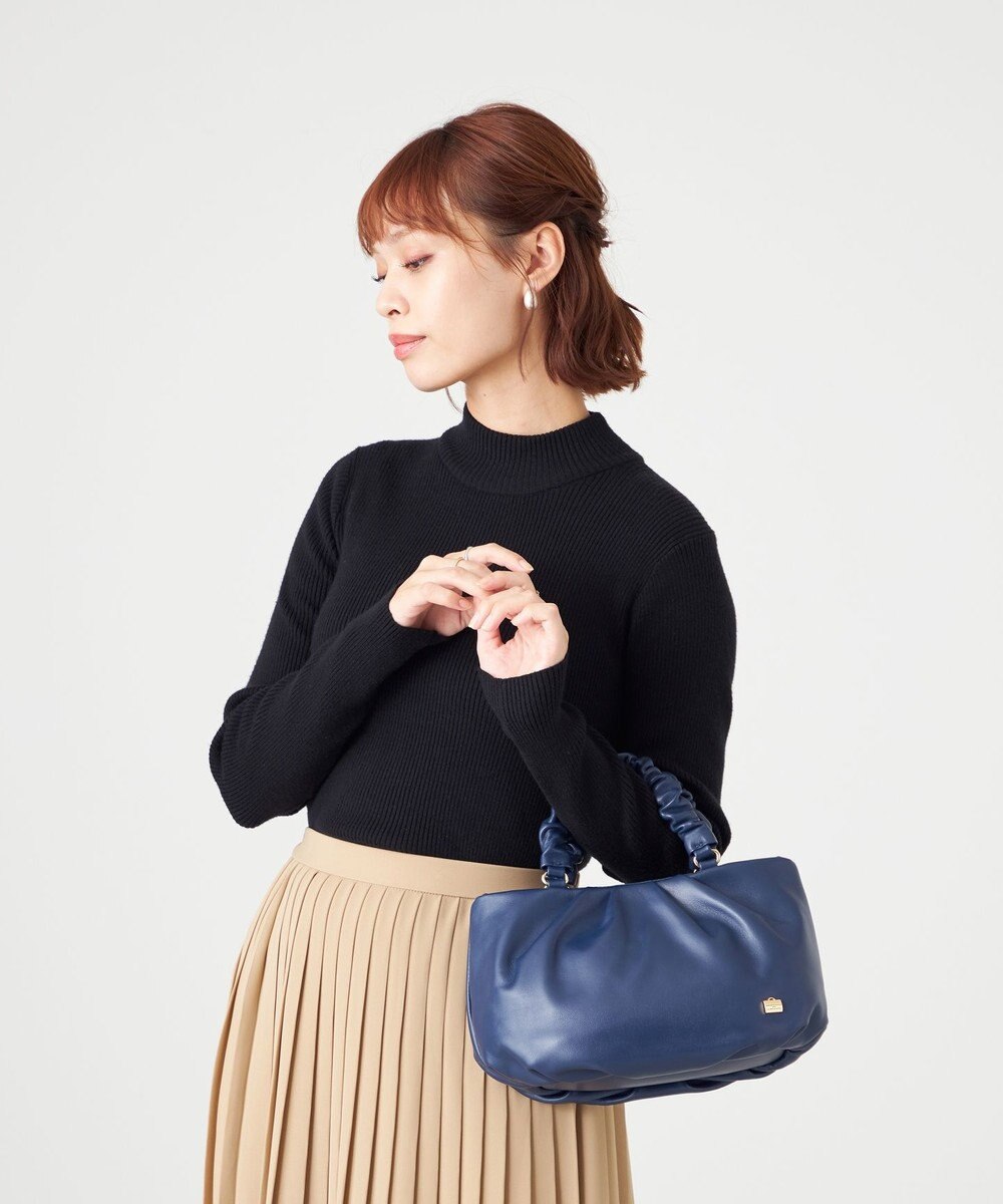 LA BAGAGERIE シープレザー ギャザーハンドル2wayラウンドトートバッグ 