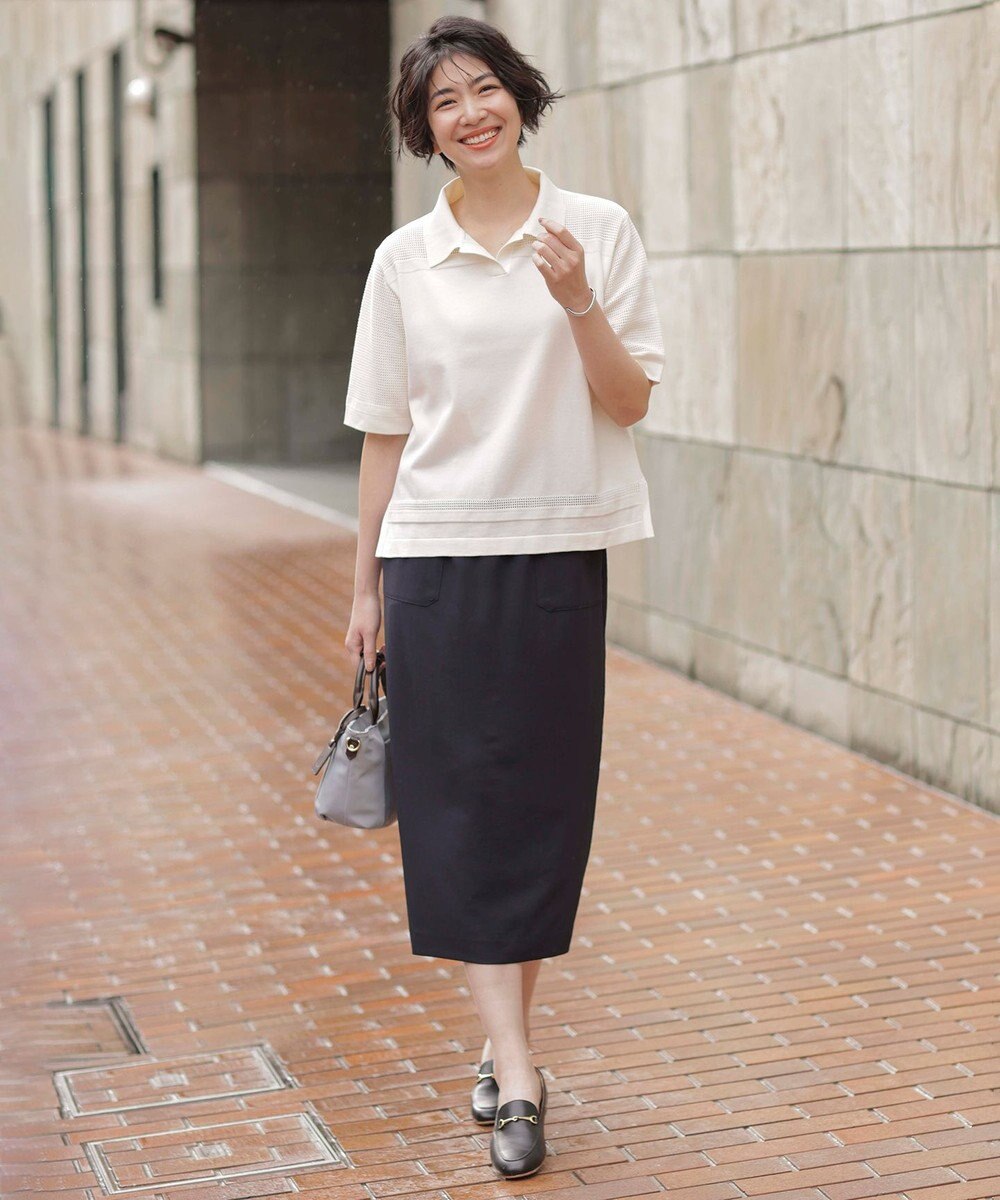J.PRESS LADIES L 【WEB限定カラーあり・洗える・接触冷感・吸水速乾】Lightジョーゼット ナロー スカート 