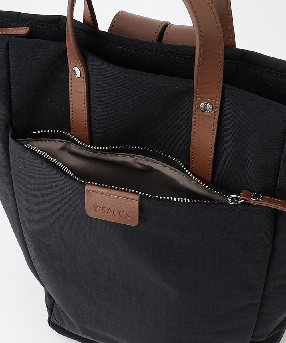 Y'SACCS 【リサイクルナイロン×カウレザー】ナチュラルデイパック 