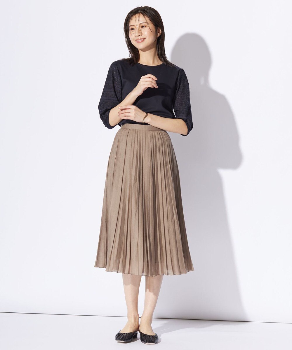 J.PRESS LADIES L 【WEB限定カラーあり】スムースジャージー 刺繍スリーブ カットソー 