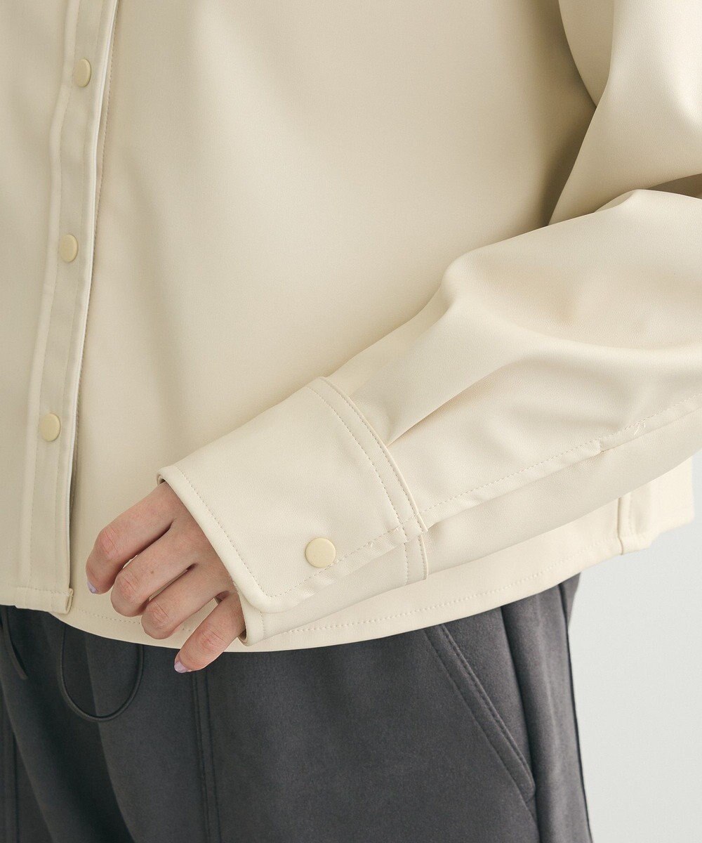 Green Parks ショート丈フェイクレザーシャツ 