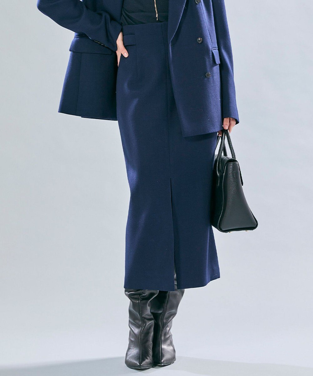 BEIGE， 【VERY NaVY12月号掲載】BUNNELL / ウールハイウエストタブボタンスカート 