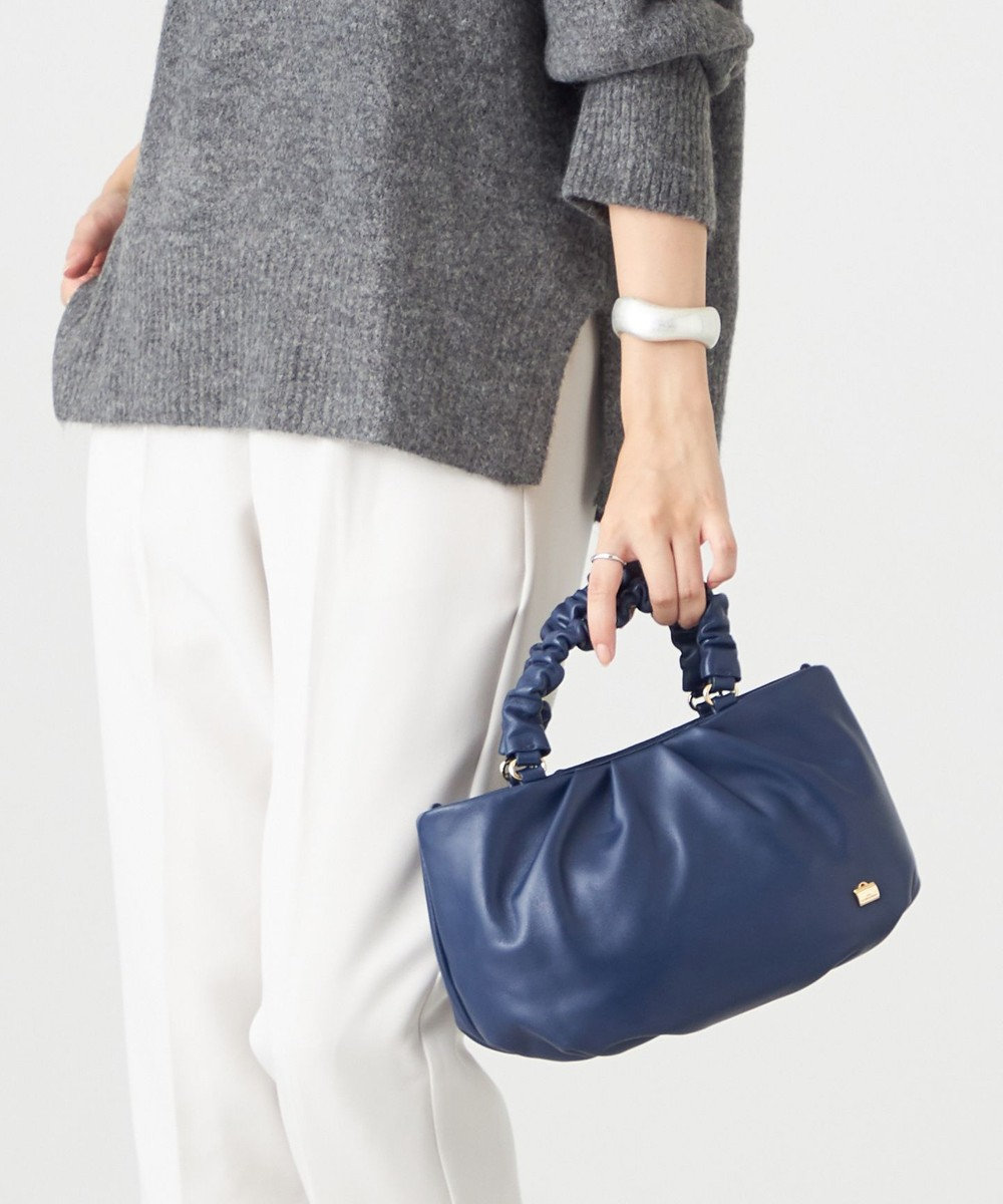 LA BAGAGERIE シープレザー ギャザーハンドル2wayラウンドトートバッグ 