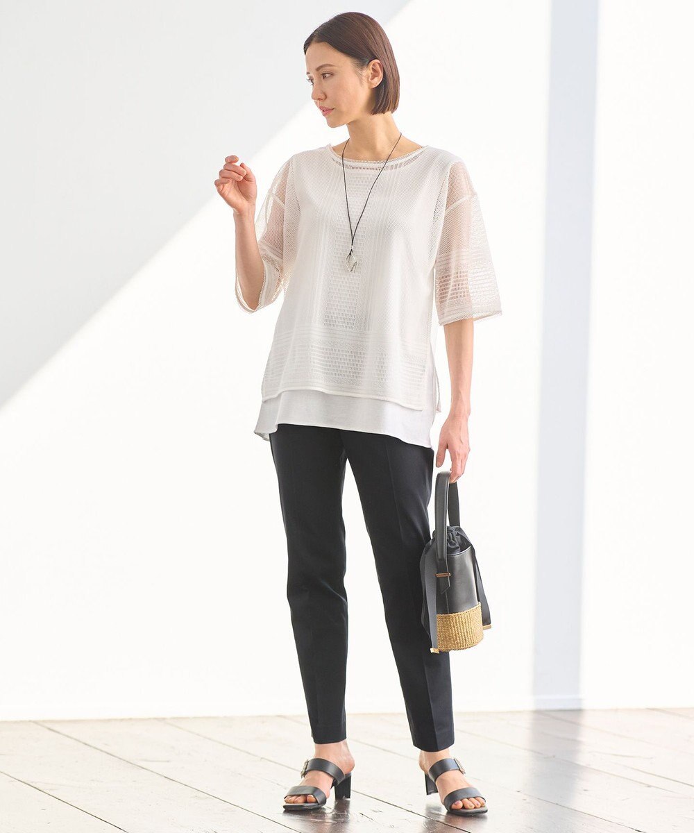 自由区 【洗える・XSサイズあり】レースEDGE Tシャツ＆インナータンクトップセット トップス 