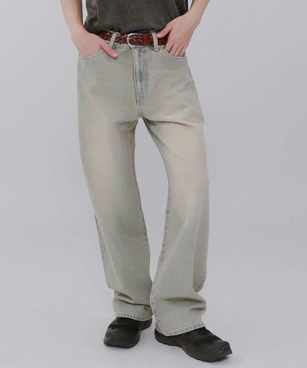 WEGO 【ウエスト調整可】ストレートデニムパンツ 