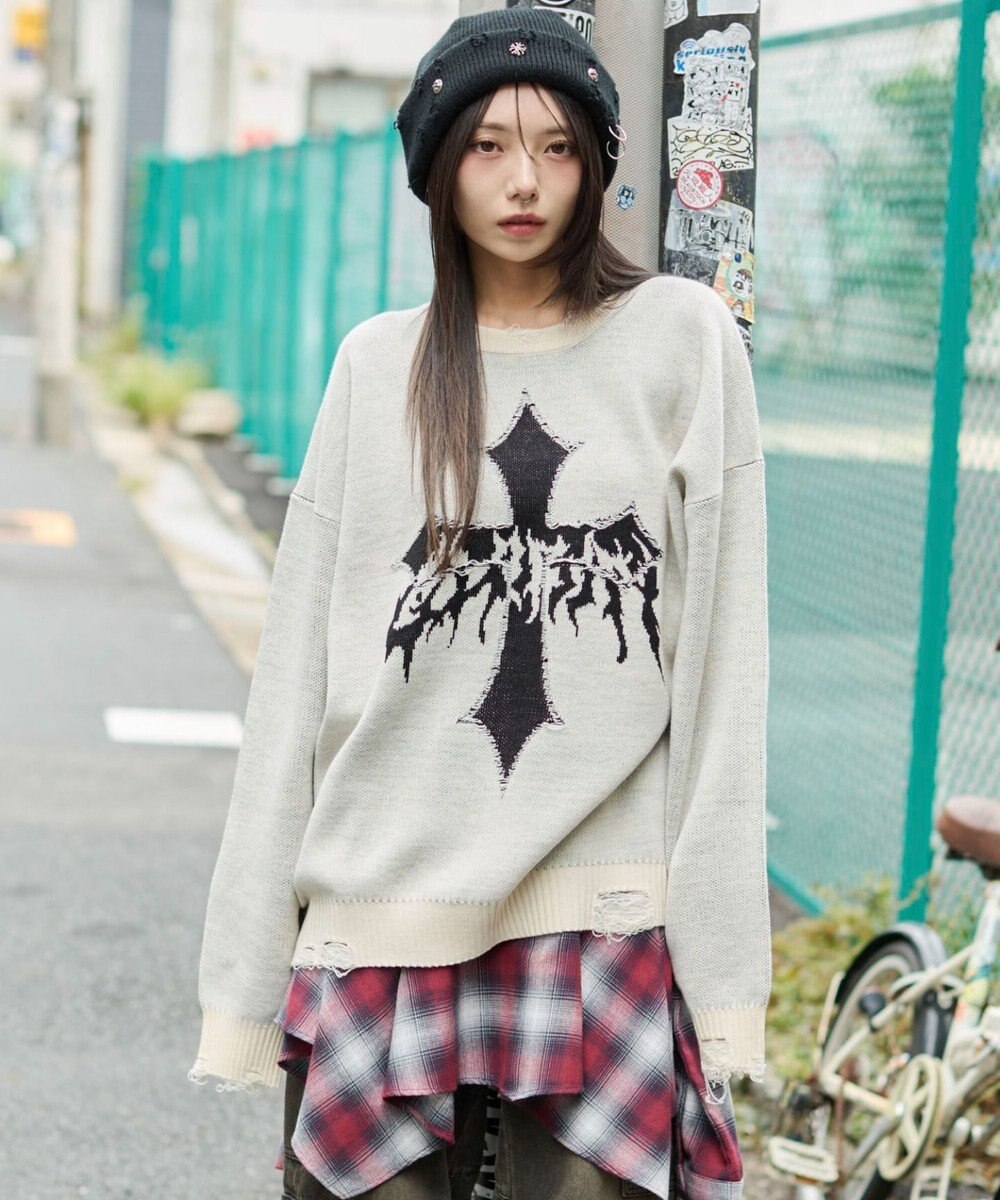 WEGO ダメージジャガードプルオーバー 