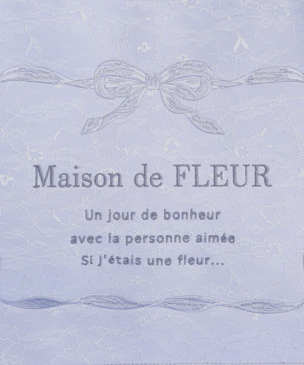 Maison de FLEUR ブルーマニアリボンフレーム刺繍スクエアトート 