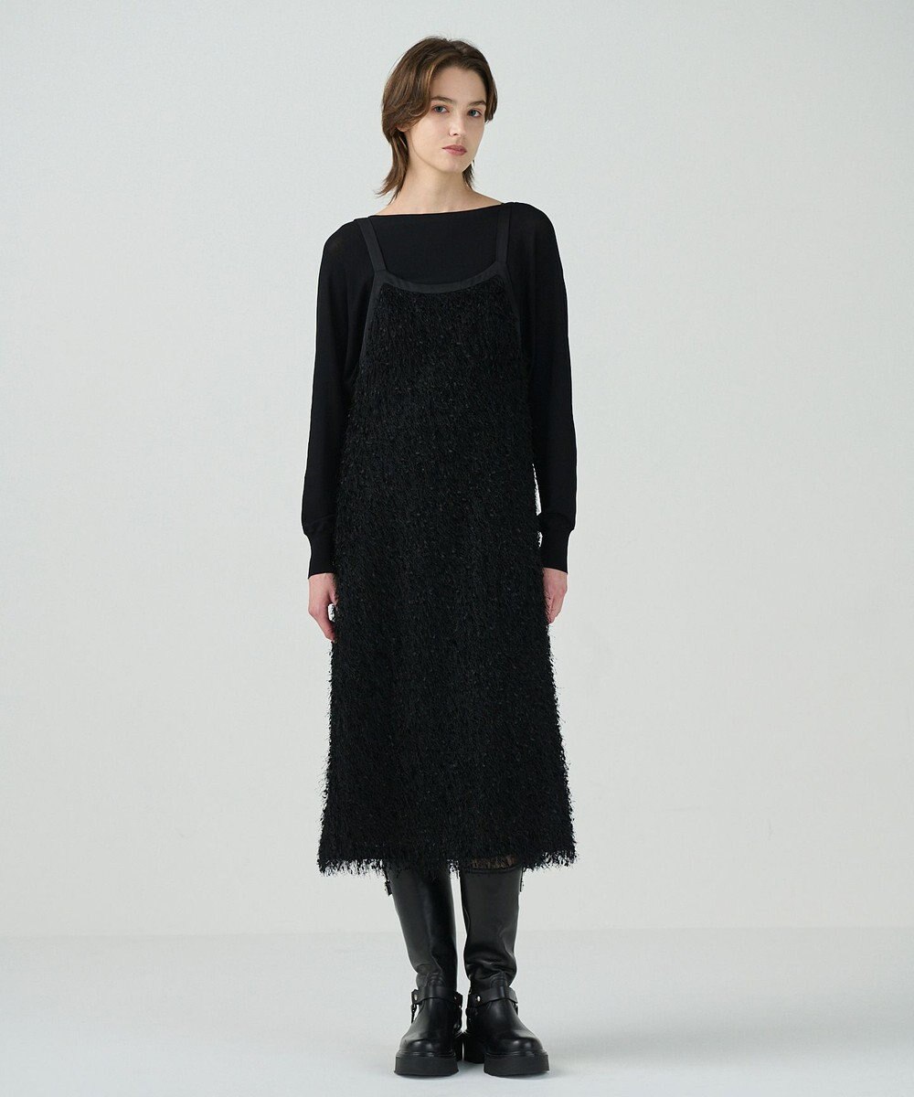 GRACE CONTINENTAL フェザーコンビキャミドレス 