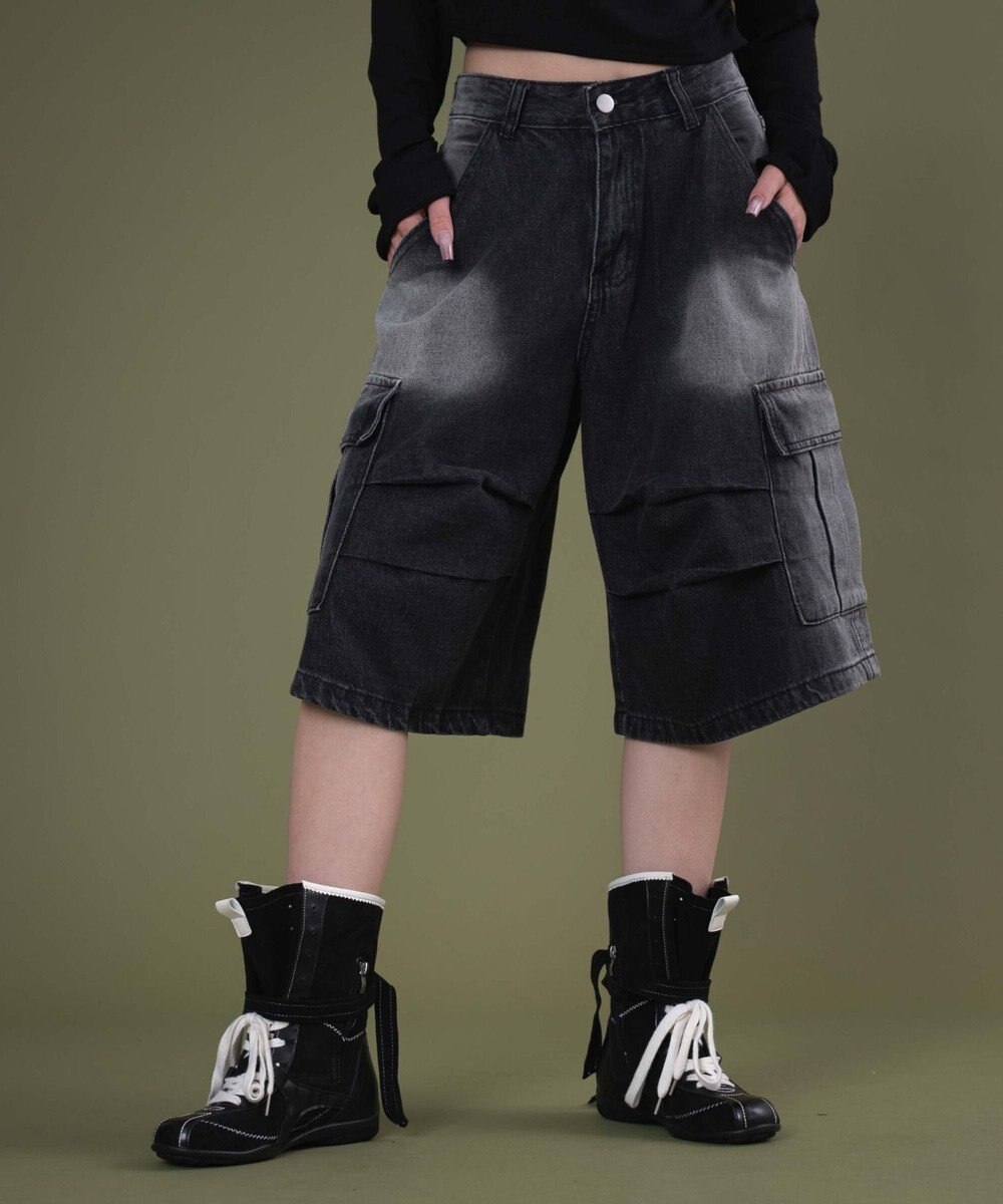 WEGO フラップポケットニータックカーゴハーフパンツ 