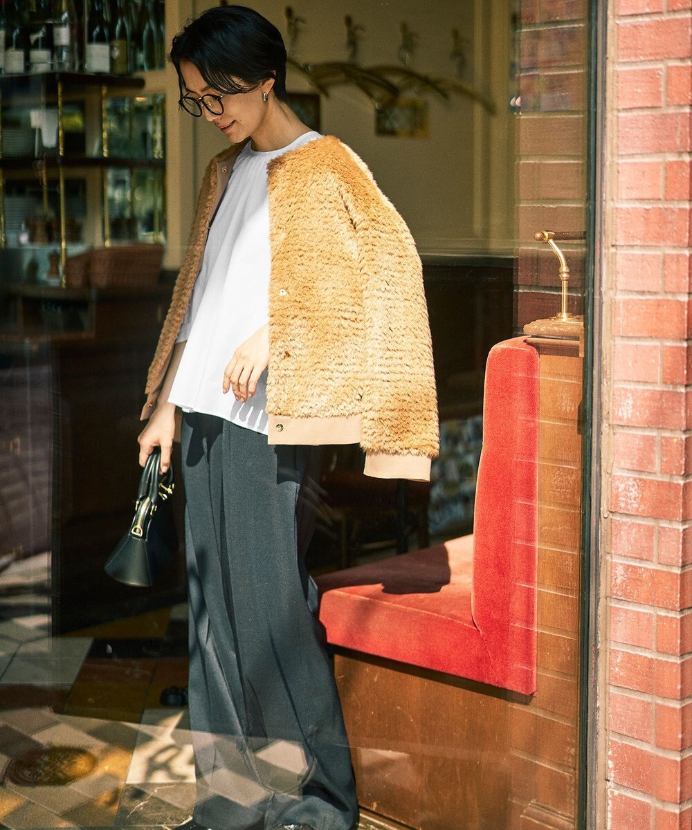 自由区 S 【カタログ掲載】ウールライクストレッチワイド パンツ 