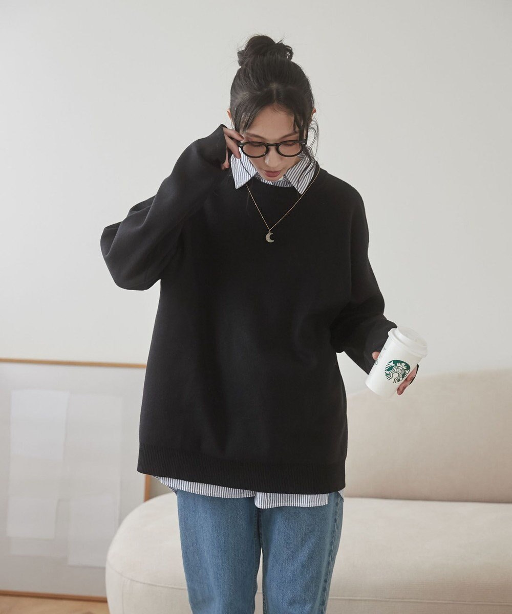 WEGO 【ユニセックス着用ITEM/MLサイズ展開】ミラノリブクルーネックプルオーバー 