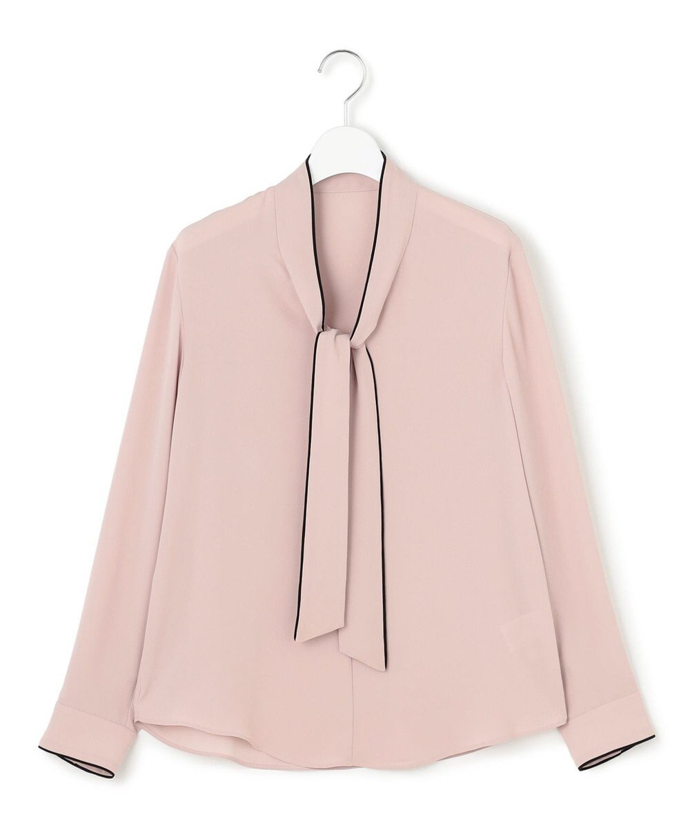 ICB L 【接触冷感・UVケア・速乾・洗える】BackSatinAmunzen 配色ボウタイブラウス 