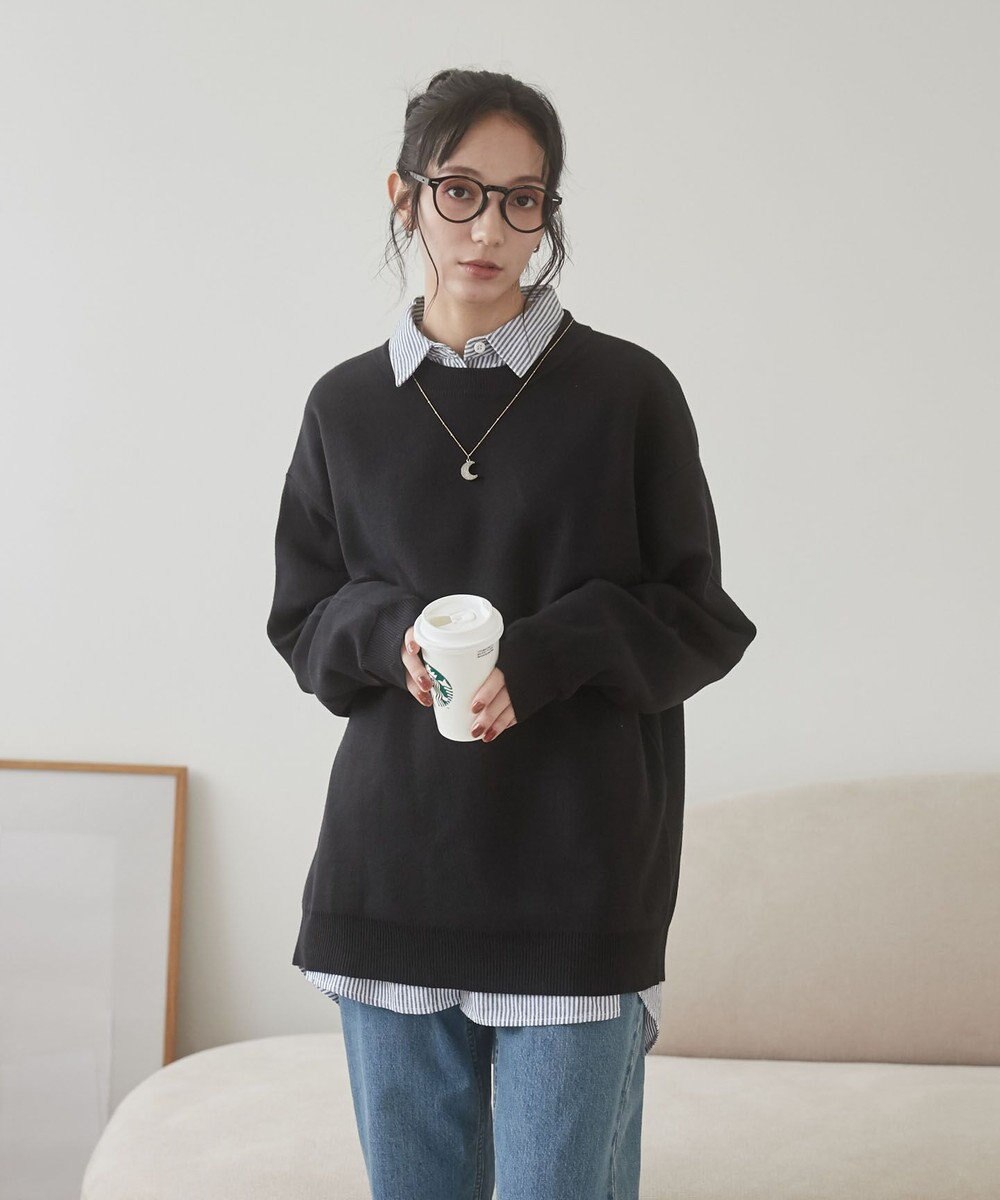 WEGO 【ユニセックス着用ITEM/MLサイズ展開】ミラノリブクルーネックプルオーバー 