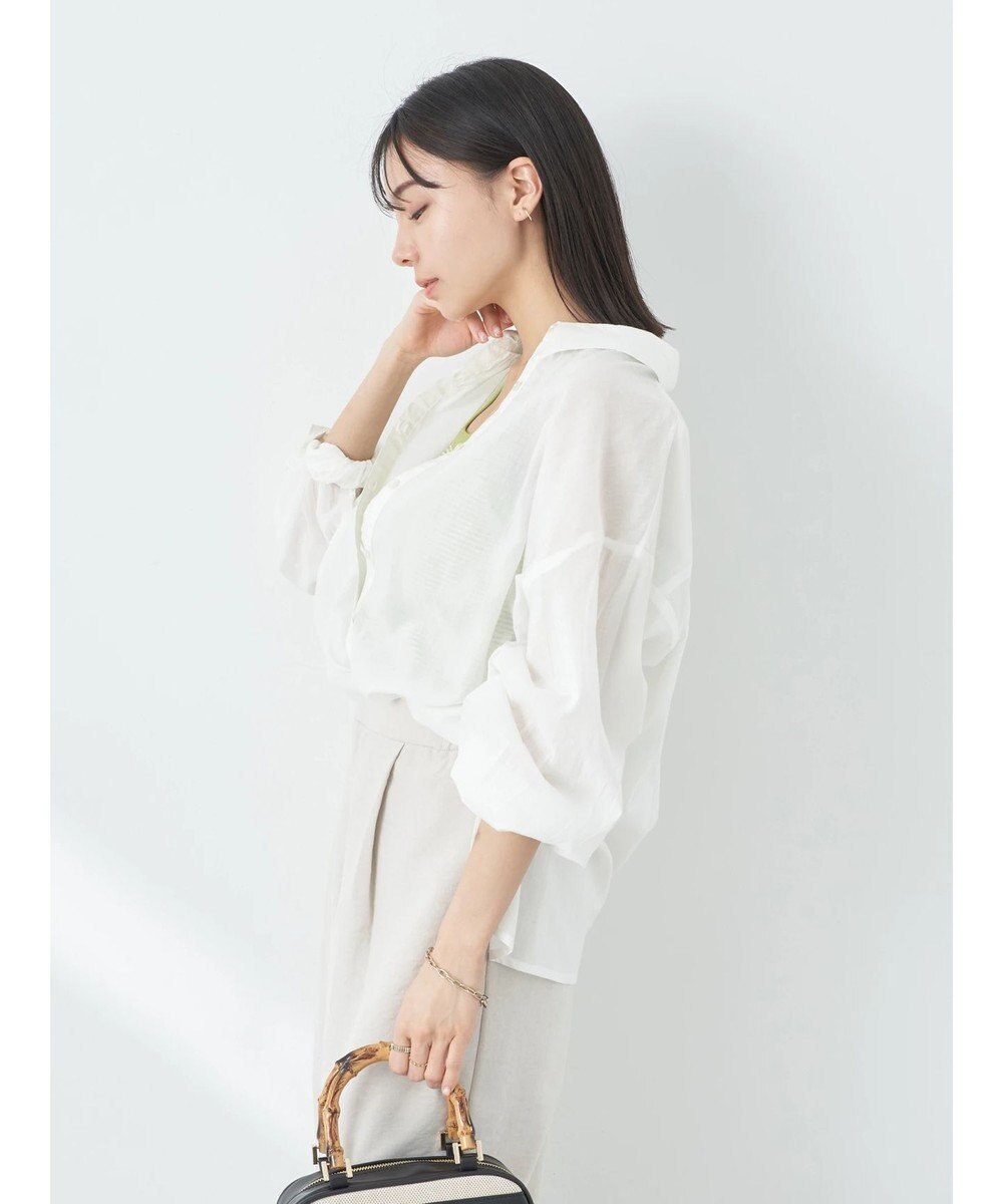 earth music&ecology コットンボイルギャザーシャツ 