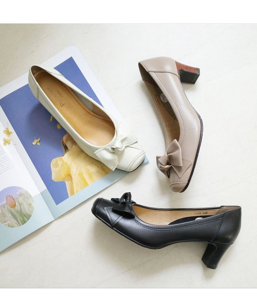 Pointer 日本製 本革リボンパンプス 