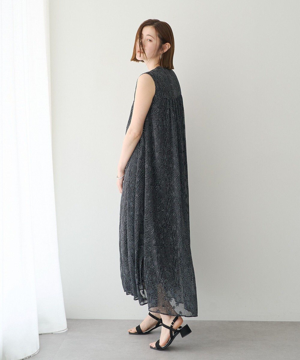 YECCA VECCA シアードット柄ギャザーワンピース 
