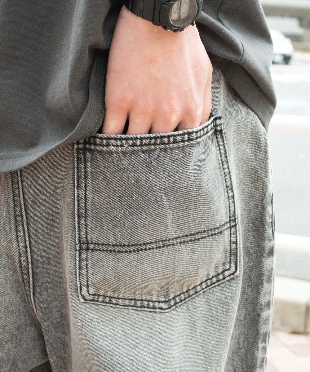 WEGO 【ユニセックス着用ITEM/SMLサイズ展開】ルーズテーパードデニムパンツ 