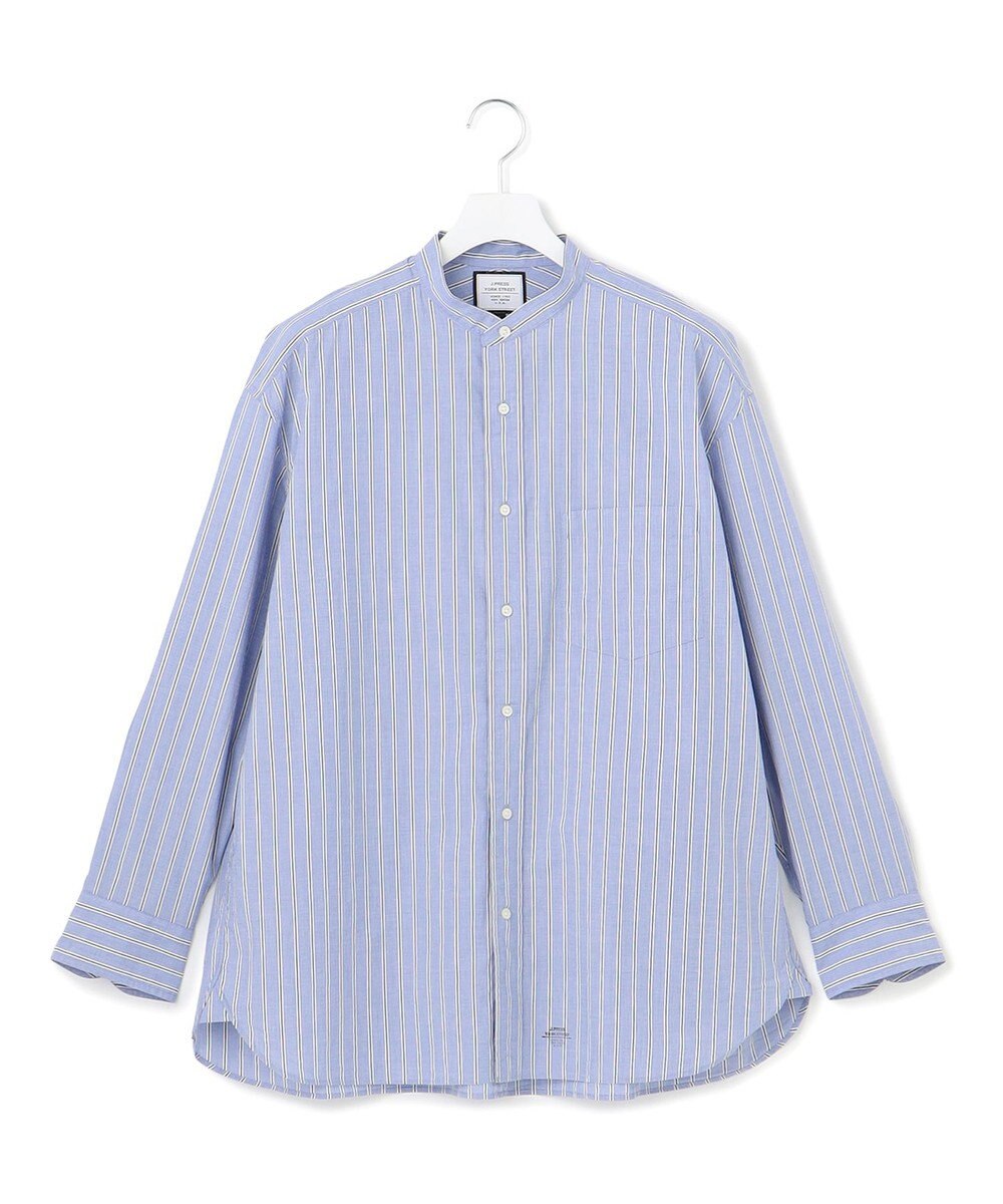 J.PRESS YORK STREET 【UNISEX】タイプライターストライプ バンドカラーシャツ 