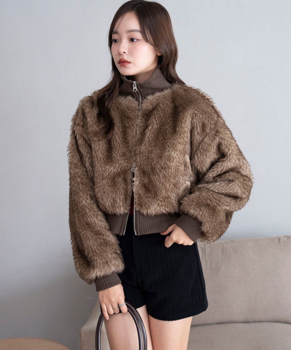 WEGO 【25年秋冬新作】フェイクファーショートブルゾン 