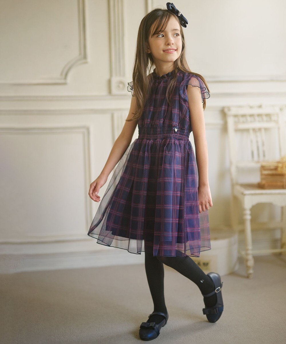 組曲 KIDS 【110-140cm】ノエルチェックチュール ワンピース 
