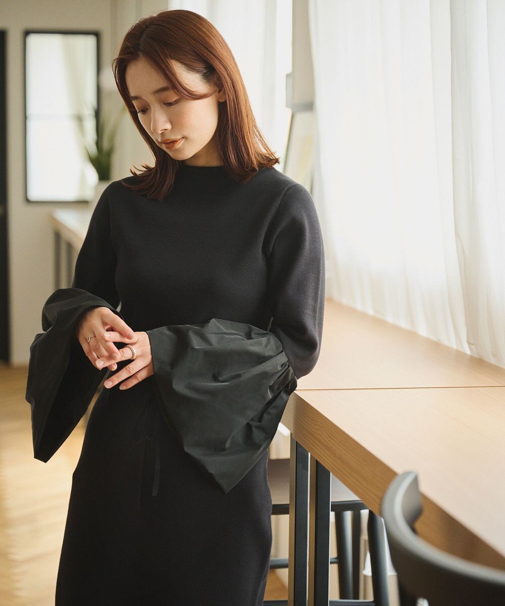 #Newans 【洗える】コンビネーションベルスリーブニット 