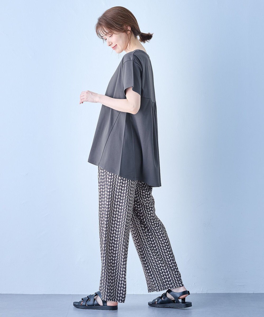 ANY L 【汗ジミ防止加工】シルケットスムースバックギャザーチュニック 