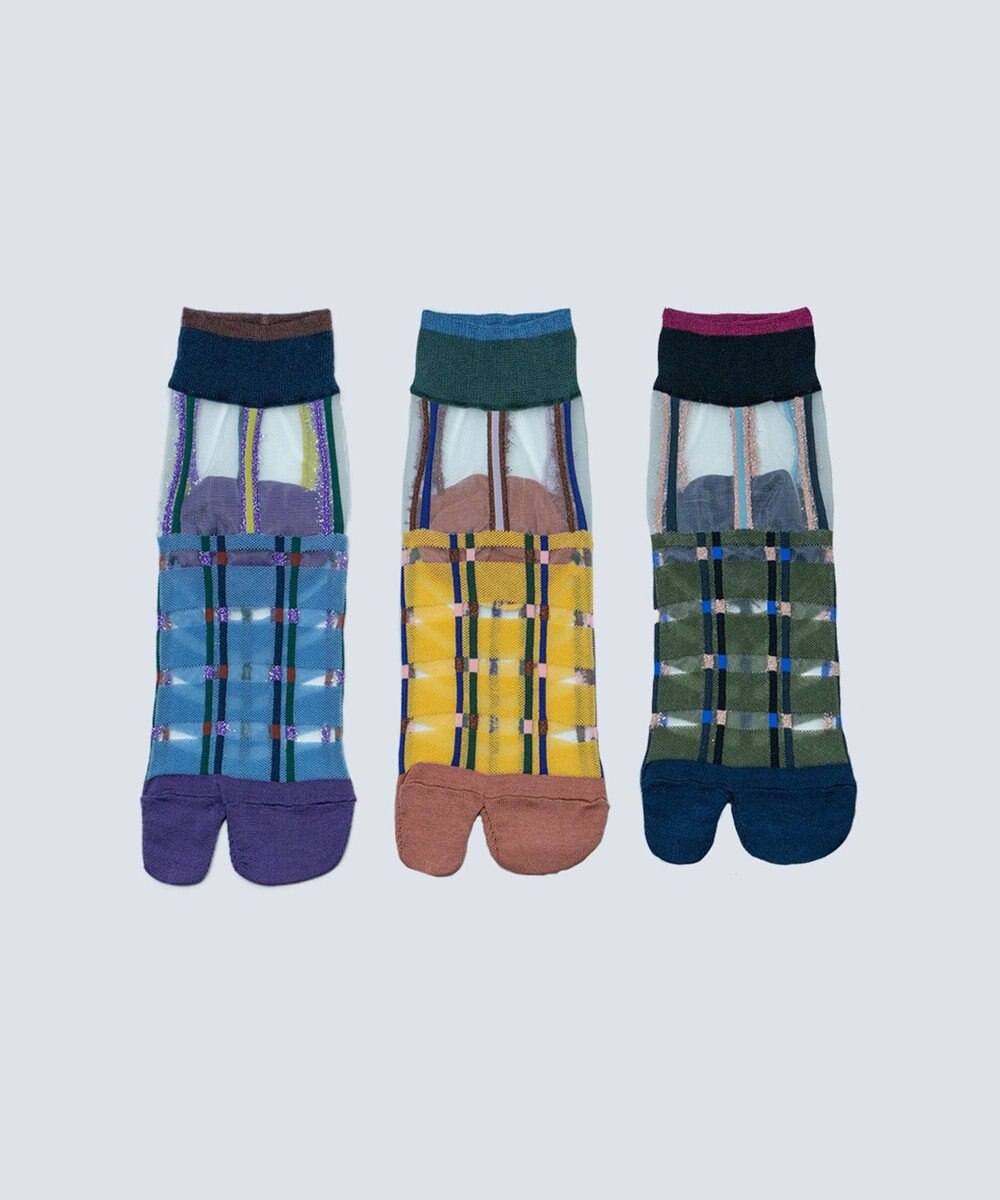 COQ multiple check シアーチェック足袋ソックス 