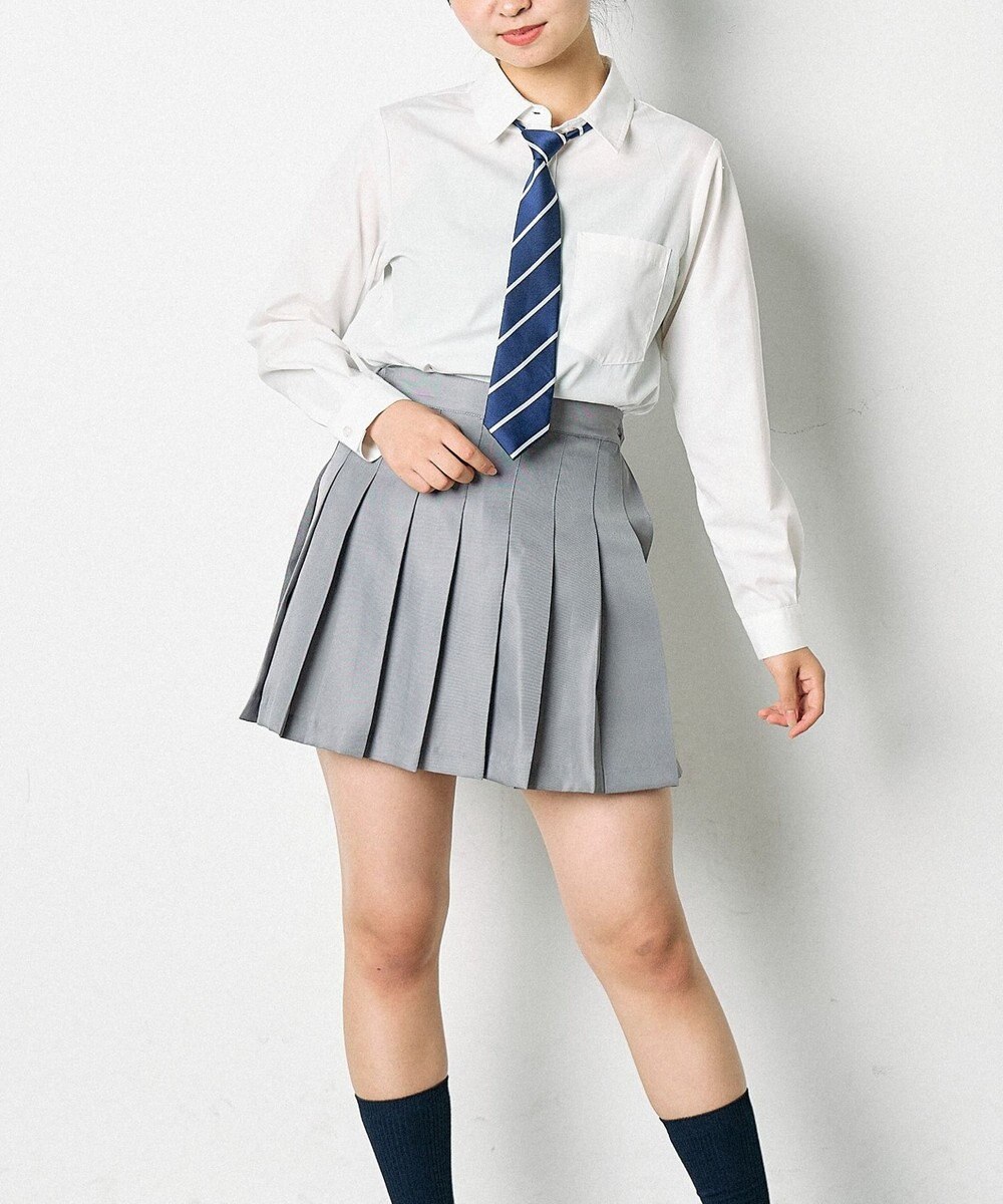 WEGO 【SCHOOLITEM】ポケット付き無地プリーツスカート 