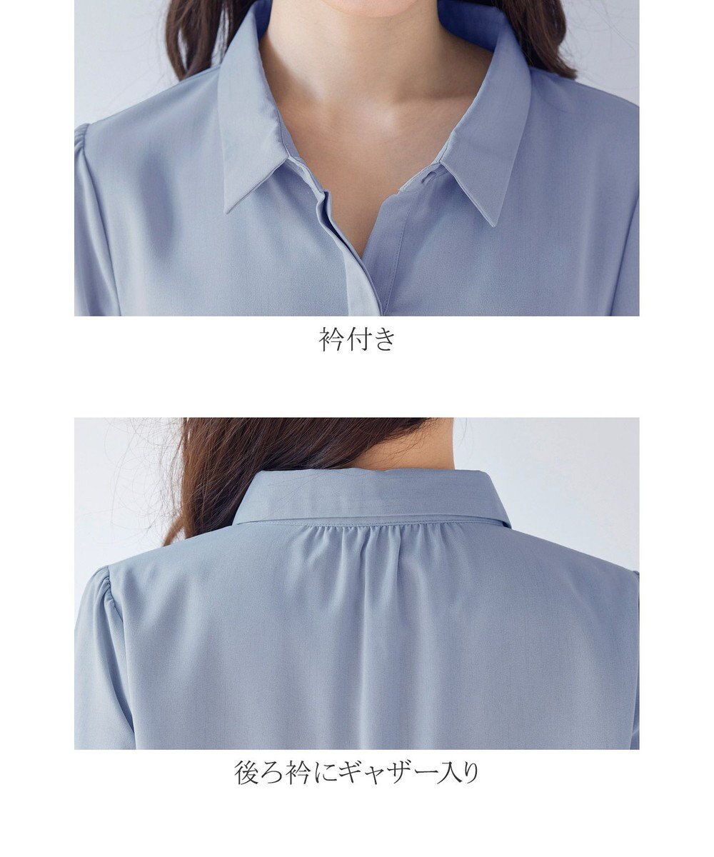 Tiaclasse L 【洗える】1枚で大人華やぐ2段ティアードシャツチュニック 