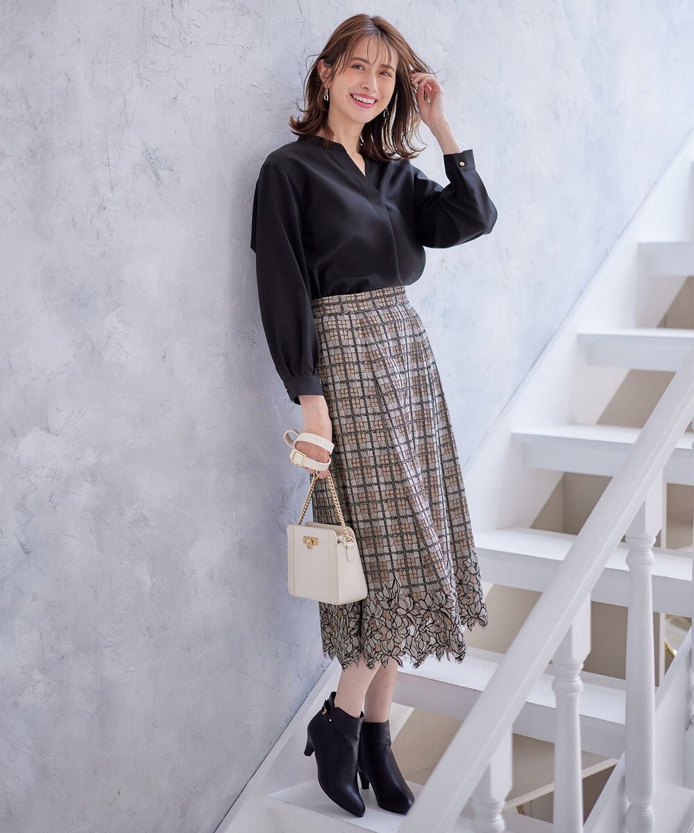 ANY SIS 【AIコラボ】スタンドカラースキッパー ブラウス 