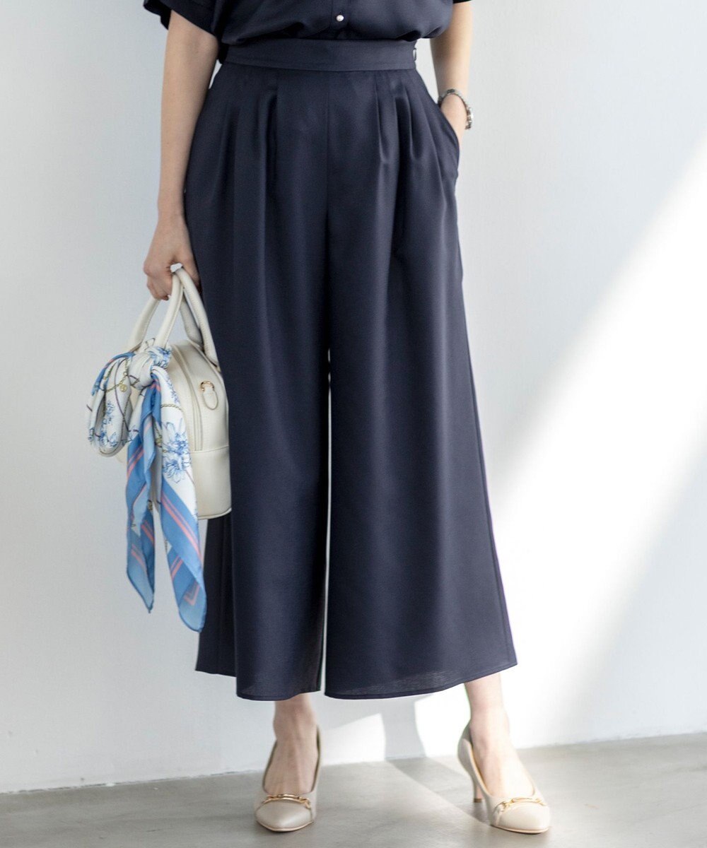 ANY SIS L 【接触冷感・UVカット・速乾】スムージーポリエステルタックフレア パンツ 