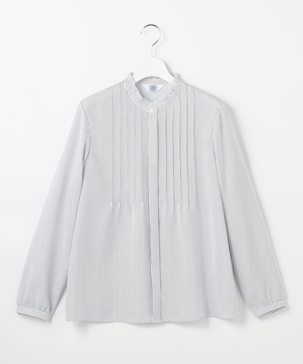 J.PRESS LADIES ソフトジョーゼット ストライプ プリント ブラウス 