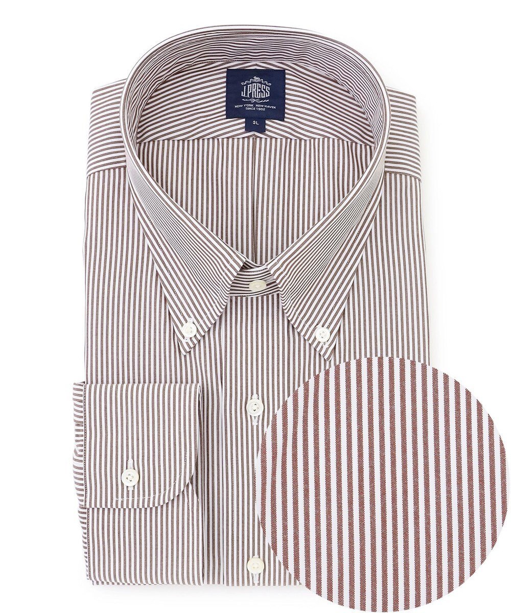 J.PRESS MEN 【KING SIZE】【PREMIUM PLEATS / 形態安定】ロンドンストライプ ドレスシャツ / B.D. 