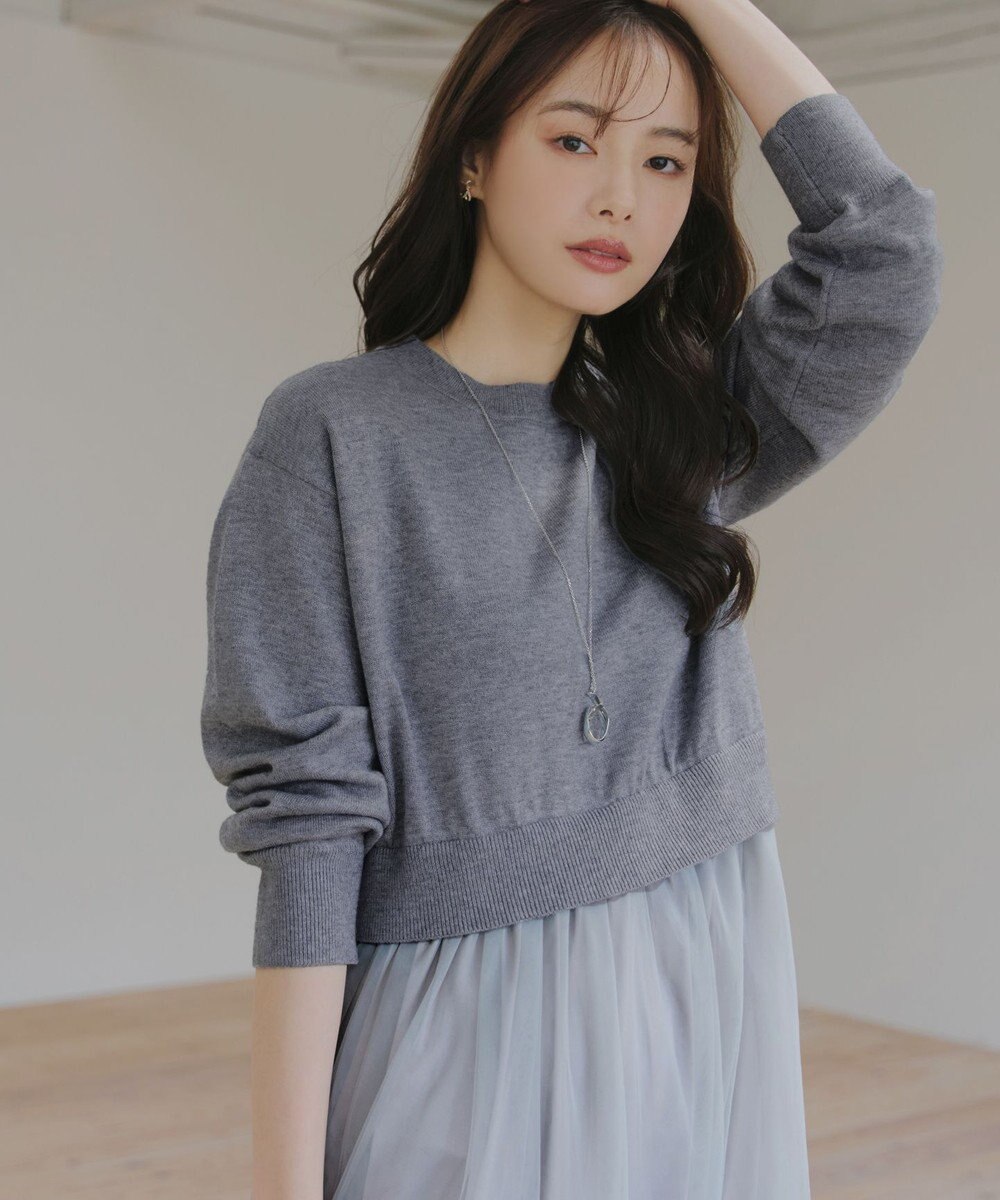 Tiaclasse 【洗える】チュールレースドッキングワンピース 