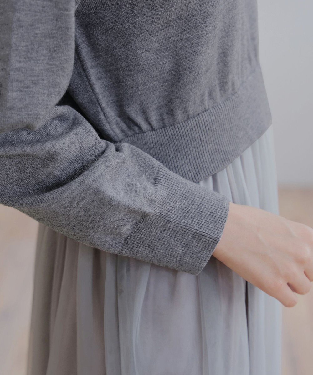 Tiaclasse 【洗える】チュールレースドッキングワンピース 