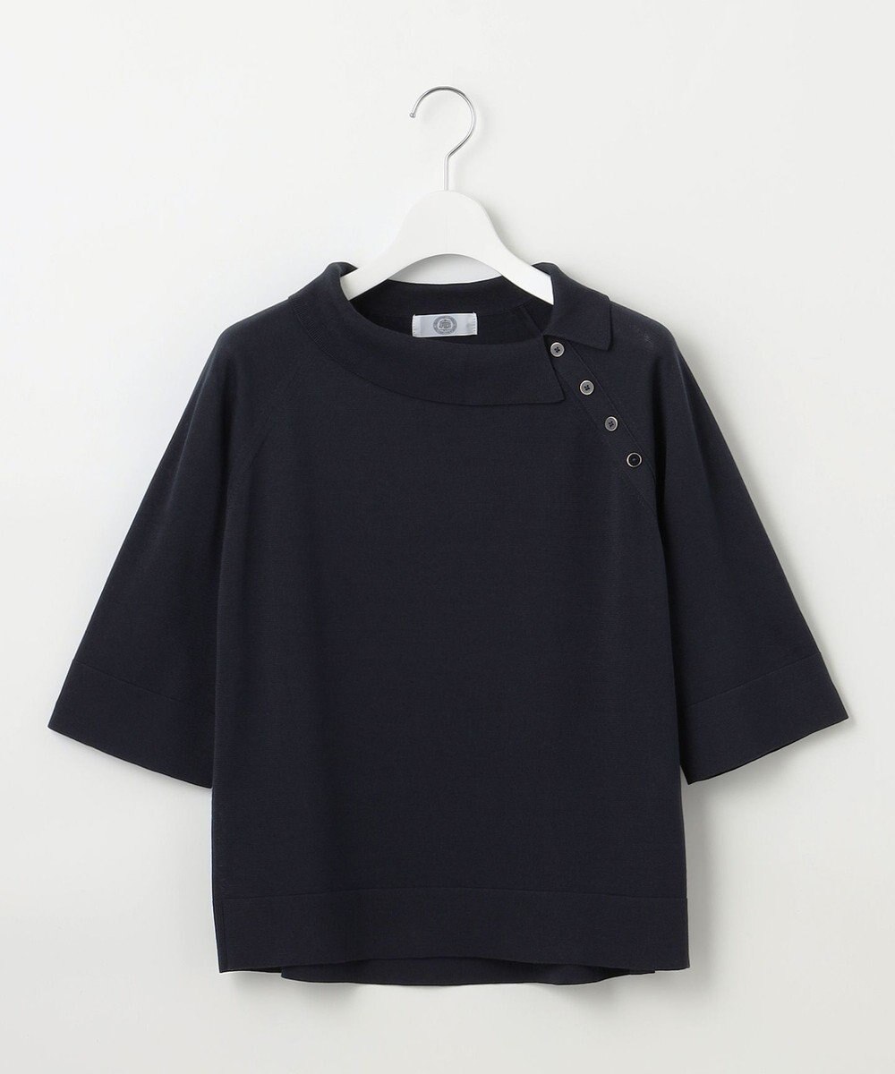 J.PRESS LADIES L 【洗える】COTTON POLYESTER 襟付き ニット 