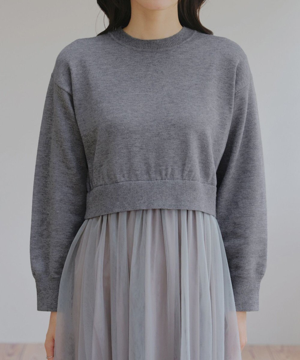 Tiaclasse 【洗える】チュールレースドッキングワンピース 