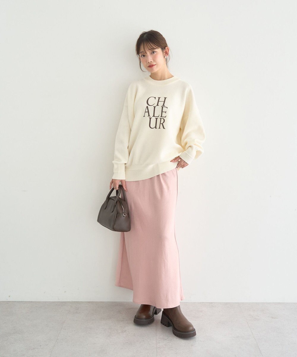 earth music&ecology 【洗濯機洗い可】スウェットライクロゴニットプルオーバー 