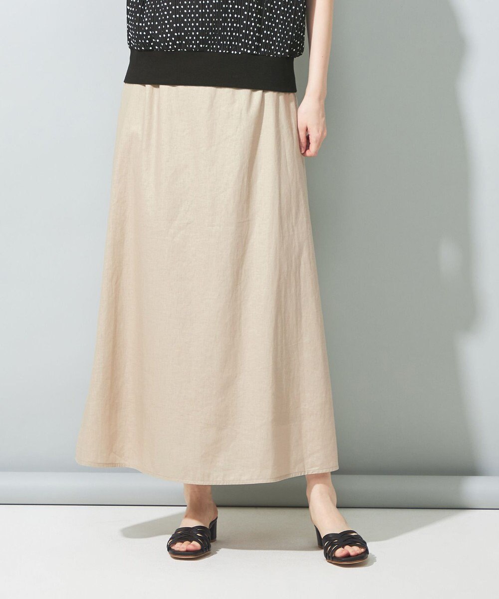 SHARE PARK LADIES 【洗える】リネンレーヨンコーティングウォッシュスカート 
