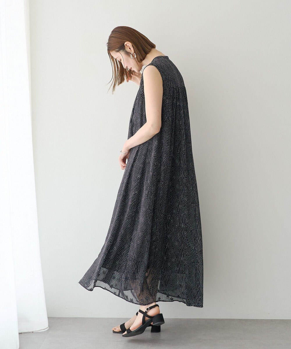 YECCA VECCA シアードット柄ギャザーワンピース 