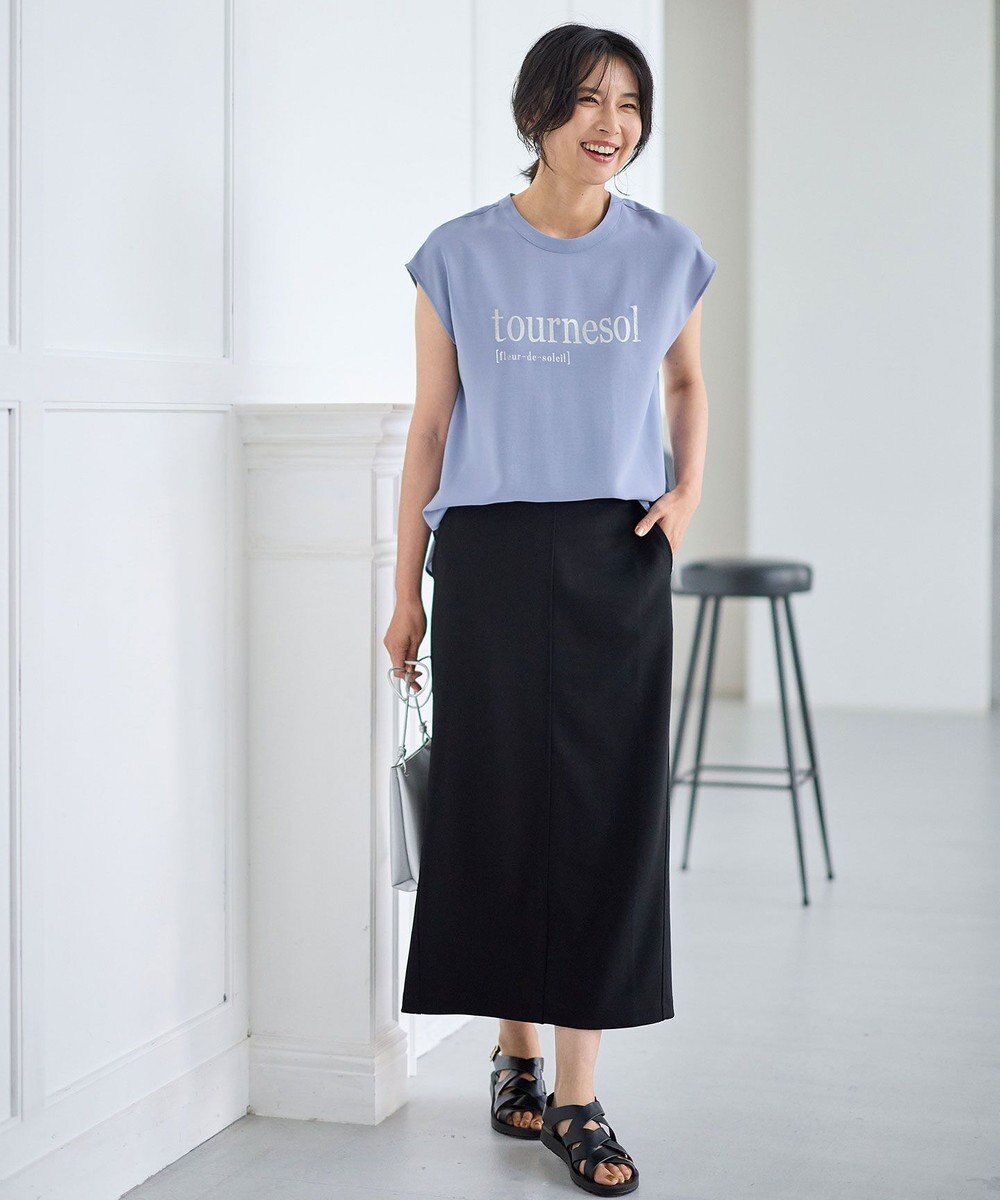 ANY L 【ウエストゴム】カットジョーゼットタイトスカート 