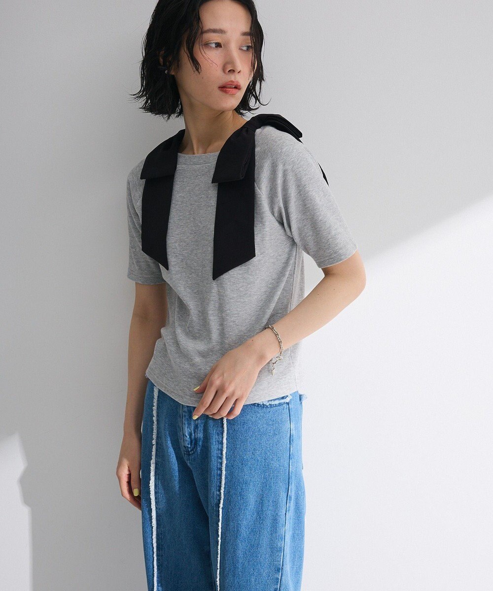 Green Parks ・ｓｗｉｎｇ　ｂｙ　ショルダーリボンリブカットソー 