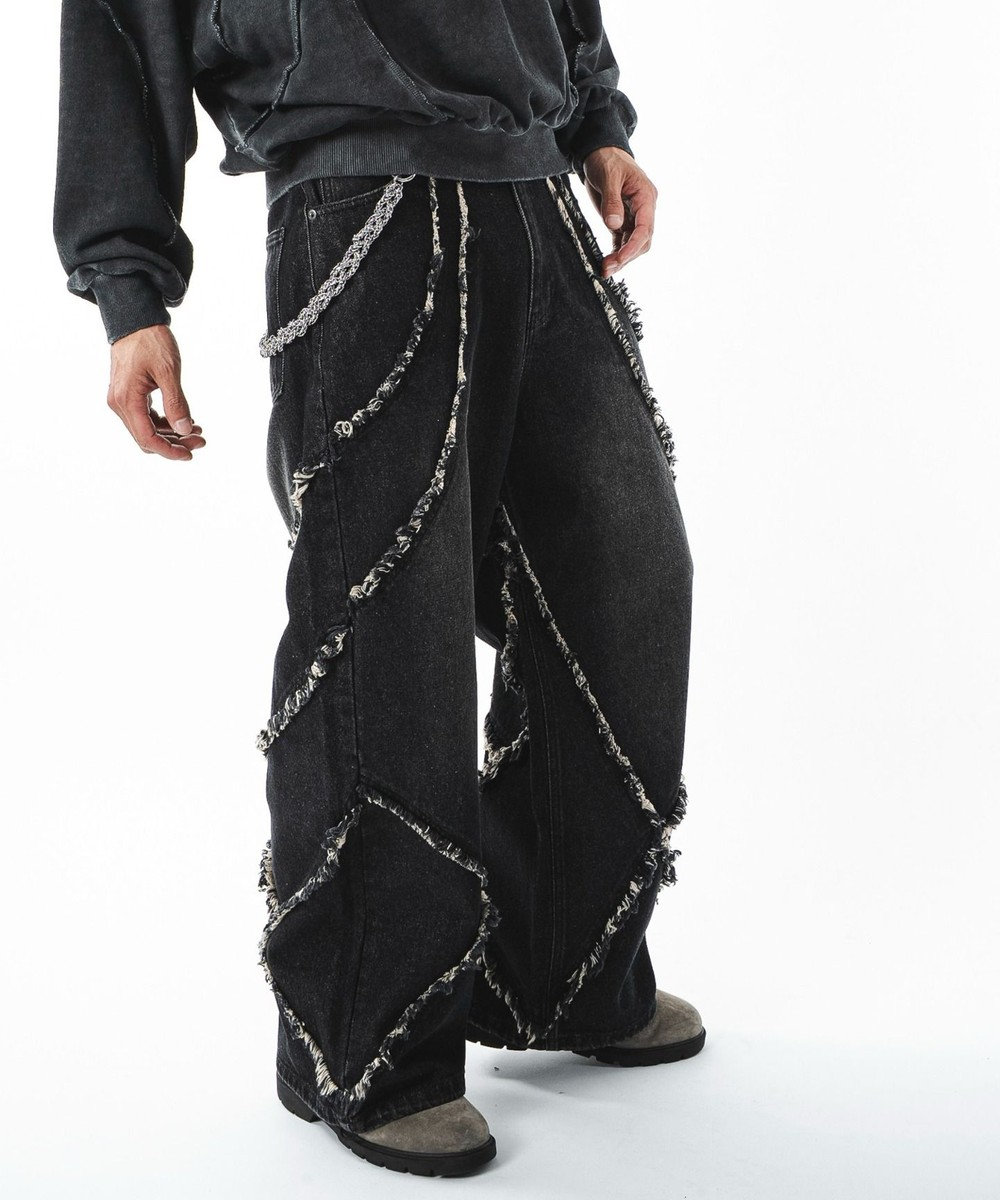 WEGO 【ユニセックス着用ITEM】フリンジデニムパンツ 