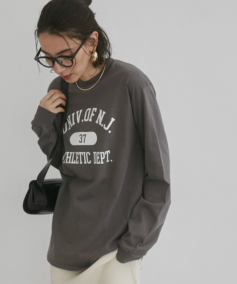 WEGO 【ANGIE VINTAGE】GILDAN カレッジロゴ オーバーサイズ プリント ロンT 