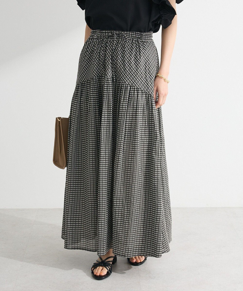 Green Parks Ｉ　ラウンド切替柄ギャザーボイルスカート 