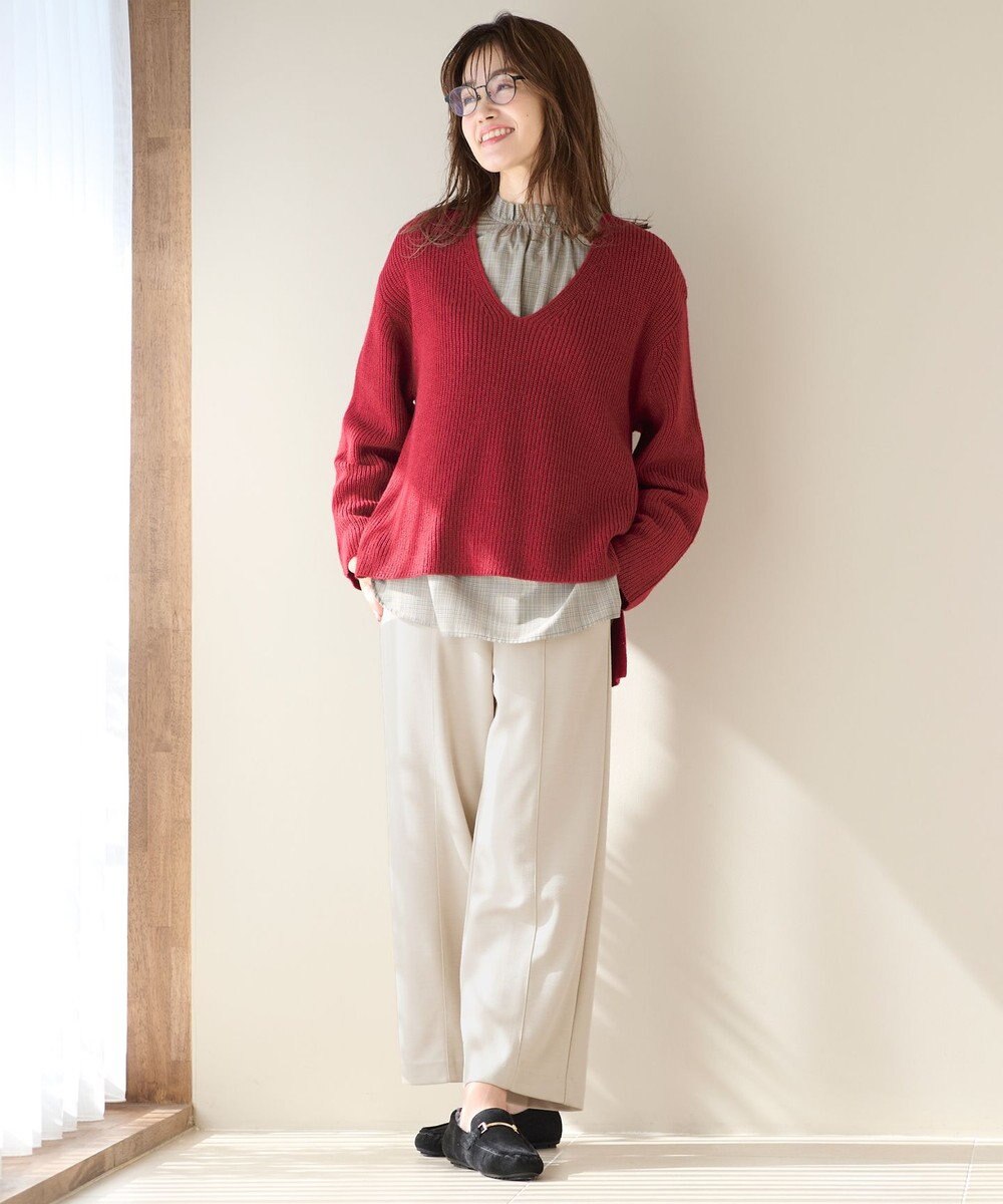 ANY ウールブレンドバルキーニット Vネック 