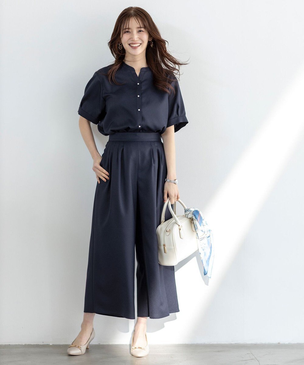 ANY SIS L 【接触冷感・UVカット・速乾】スムージーポリエステルタックフレア パンツ 