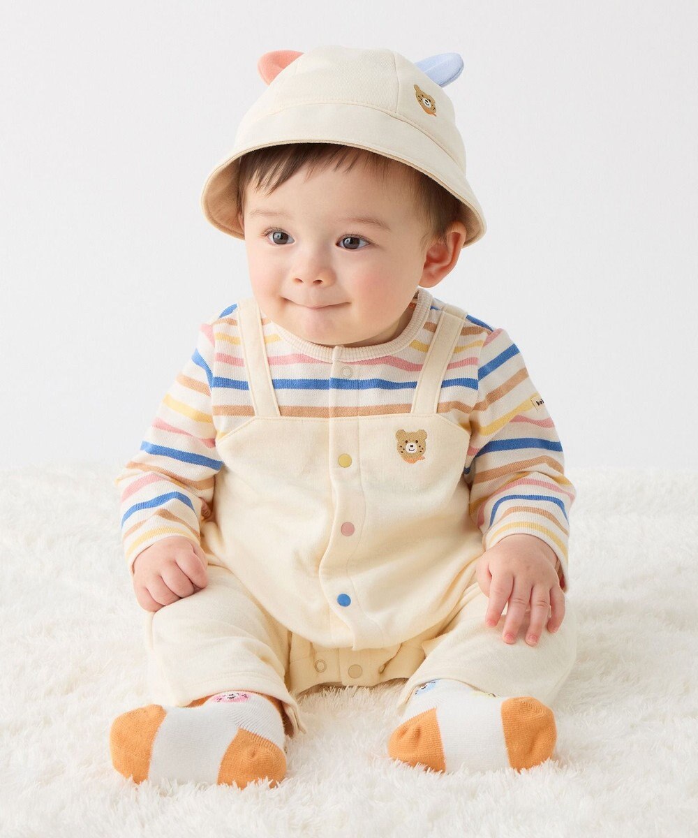 MIKI HOUSE HOT BISCUITS 【40-48cm】裏毛パイル素材 耳付き帽子 